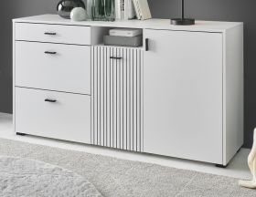 Sideboard Merced in wei� matt, Kommode 150 x 80 cm mit Soft-Close