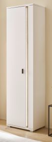 Stauraumschrank Bellport in wei� matt und Wotan Eiche Mehrzweckschrank inklusive Frontbeleuchtung 55 x 200