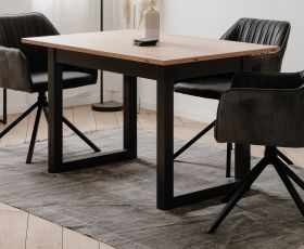 Esstisch Malta in Artisan Eiche und Anthrazit im Industrial Look 120 / 160 x 80 cm ausziehbar