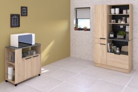 Parisot K�chenschrank Set 2-tlg. Fumay1 in Eiche und Beton grau K�che Buffet und Mehrzweckschrank