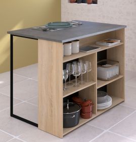 Parisot K�chentheke Fumay12 in Eiche und Beton grau K�cheninsel 109 x 80 cm