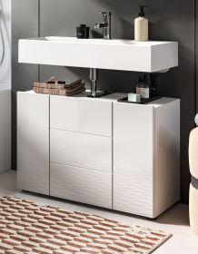 Waschbeckenunterschrank Larik in wei� Hochglanz Badezimmer Waschtisch 82 x 56 cm