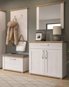 Garderobe Set 4-teilig Mirano in wei� L�rche und Eiche Artisan Landhaus Garderobenkombination 190 cm