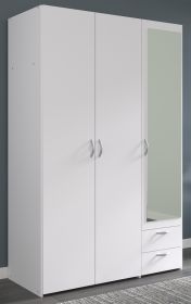 Kleiderschrank Enjour in wei� Dreht�renschrank 3-t�rig mit Spiegel 120 x 185 cm