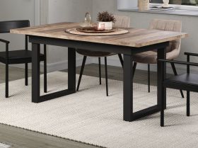 Esstisch Thorad in Tabak Eiche und Metall schwarz Industrial Look ausziehbar 160 - 200 cm