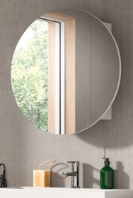 Badezimmer Spiegelschrank Roove in wei� Badschrank rund, Soft-Close-Funktion