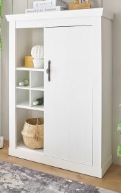 Kommode Fiastra in wei� Pinie Landhaus Highboard 105 x 146 cm, Soft-Close-Funktion