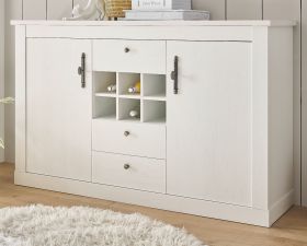 Sideboard Fiastra in wei� Pinie Landhaus hohe Kommode 166 x 100 cm, Soft-Close-Funktion