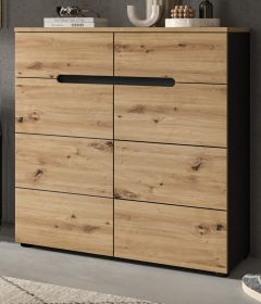 Kommode Cooper in Artisan Eiche und grau 100 x 81 cm, Soft-Close