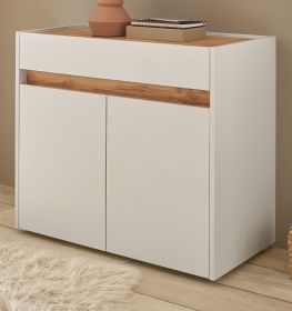Schuhschrank Center in wei� und Wotan Eiche Flurkommode 80 x 70 cm