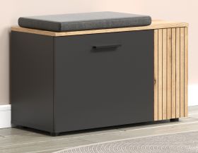 Garderobe Sitzbank Avila in grau und Evoke Eiche Garderobenbank und Schuhschrank 80 cm