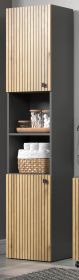 Badezimmer Hochschrank Feliz in Evoke Eiche und grau Badschrank 40 x 186 cm