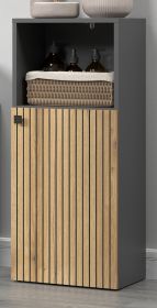 Badezimmer Kommode Feliz in Evoke Eiche und Grau, Badschrank 40 x 95 cm