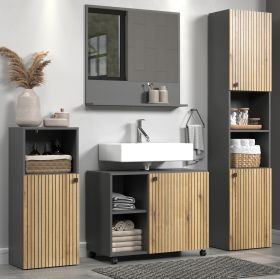 Badm�bel Set Feliz in Evoke Eiche und Grau, Badkombination 4-teilig 180 x 186 cm