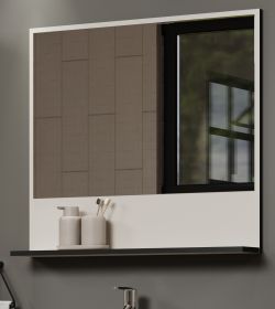 Badezimmer Spiegel Feliz in Kaschmir / Grau, Badspiegel 80 cm mit Ablage