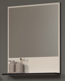 Badezimmer Spiegel Feliz in Kaschmir / Grau, Wandspiegel 60 x74 cm mit Ablage
