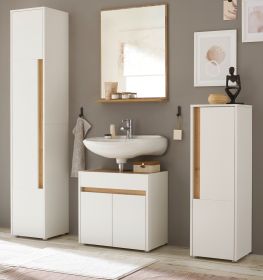 Badm�bel Set 4-teilig Center in wei� und Wotan Eiche Badkombination 168 cm