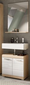 Badm�bel Set 2-teilig Mambo in wei� Hochglanz und Sonoma Eiche Badkombination 60 x 191 cm