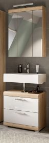 Badm�bel Set 2-teilig Mambo in wei� Hochglanz und Sonoma Eiche Badkombination 60 x 191 cm