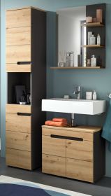 Badm�bel Set 3-teilig Cooper in Artisan Eiche und grau Badkombination 116 x 193 cm, Soft-Close