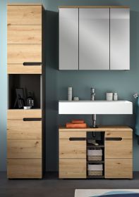 Badm�bel Set 3-teilig Cooper in Artisan Eiche und grau Badkombination 133 x 193 cm, Soft-Close
