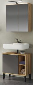 Badm�bel Set 2-teilig Torsby in grau und Evoke Eiche Badkombination 60 cm