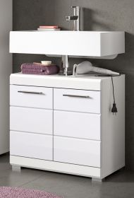Waschbeckenunterschrank Shawn in wei� Hochglanz Badezimmer Unterschrank 60 cm