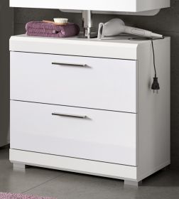 Waschbeckenunterschrank Shawn in wei� Hochglanz Badezimmer Unterschrank mit Schubladen 60 cm