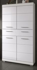 Badezimmer Midischrank Shawn in wei� Hochglanz Badschrank 74 x 141 cm
