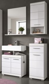 Badm�bel Set 4-teilig Shawn in wei� Hochglanz Badkombination 112 x 191 cm