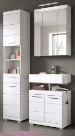 Badm�bel Set 3-teilig Shawn in wei� Hochglanz Badkombination 112 x 191 cm