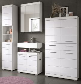 Badm�bel Set 4-teilig Shawn in wei� Hochglanz Badkombination 200 x 191 cm
