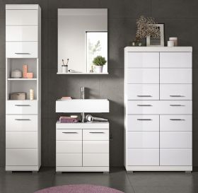 Badm�bel Set 4-teilig Shawn in wei� Hochglanz Badkombination 200 x 191 cm