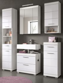 Badm�bel Set 5-teilig Shawn in wei� Hochglanz Badkombination 164 x 191 cm