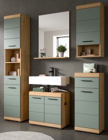 Badm�bel Set 5-teilig Shawn in Salbei und Artisan Eiche Badkombination 164 x 191 cm