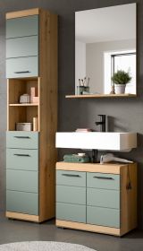 Badm�bel Set 3-teilig Shawn in Salbei und Artisan Eiche Badkombination 112 x 191 cm