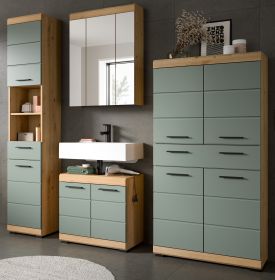 Badm�bel Set 4-teilig Shawn in Salbei und Artisan Eiche Badkombination 200 x 191 cm