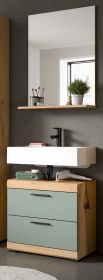 Badm�bel Set 2-teilig Shawn in Salbei und Artisan Eiche Badkombination 60 x 191 cm