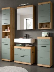 Badm�bel Set 5-teilig Shawn in Salbei und Artisan Eiche Badkombination 164 x 191 cm