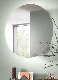 Spiegelschrank Relief in wei� Flur Spiegel mit Stauraum rund, Soft-Close