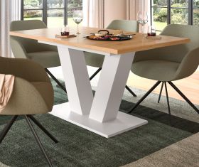 Esstisch Home-X in Artisan Eiche und wei� Tisch ausziehbar 150 - 190 cm