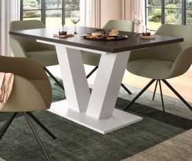 Esstisch Home-X in grau und wei� Tisch ausziehbar 150 - 190 cm