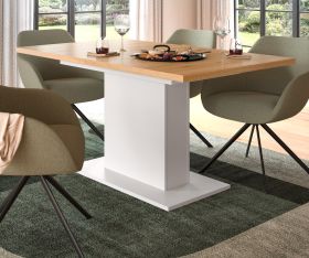 Esstisch Home-X in Artisan Eiche und wei� Tisch ausziehbar 150 - 190 cm