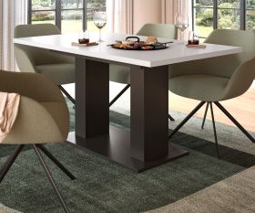 Esstisch Home-X in wei� und grau Tisch ausziehbar 150 - 190 cm