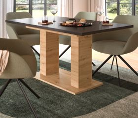 Esstisch Home-X in grau und Artisan Eiche Tisch ausziehbar 150 - 190 cm