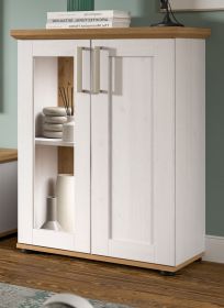Vitrine Mirano in wei� L�rche und Eiche Artisan Landhaus Highboard 64 x 88 cm