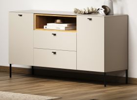 Sideboard Jardins in Kaschmir / Sand und Evoke Eiche, Kommode 154 cm mit Soft-Close