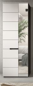 Garderobenschrank Cooper in Wei� und Grau 65 x 190 cm mit variabler Inneneinteilung, Soft-Close