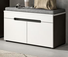 Garderobe Sitzbank Cooper in Wei� und Grau Garderobenbank 80 cm, Soft-Close