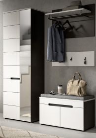 Garderobe Set 4-teilig Cooper in Wei� und Basalt Grau 160 cm, Soft-Close
